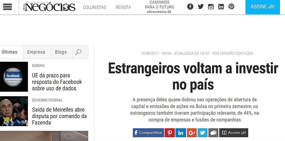 Estrangeiros voltam a investir no Pas